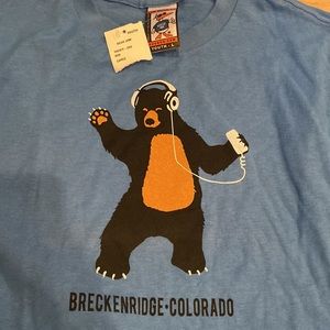 Youth large Breckenridge tee Blue bear with headphones and tags never worn
